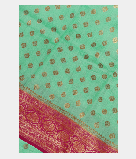 Aqua Blue Banaras Tussar Saree T250394-image