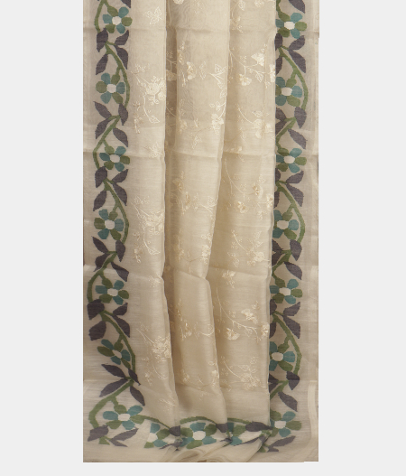  White Muslin Saree T2409402