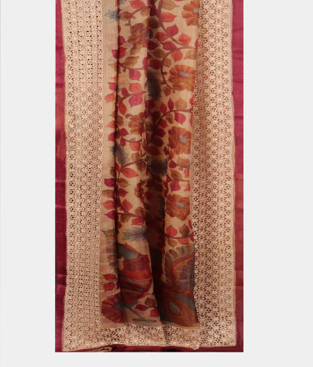 Beige Tussar Kota Saree T2527452