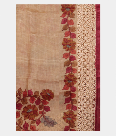 Beige Tussar Kota Saree T2527453