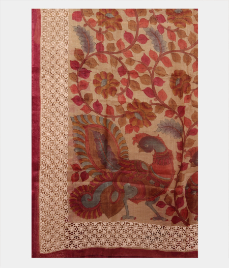 Beige Tussar Kota Saree T2527454