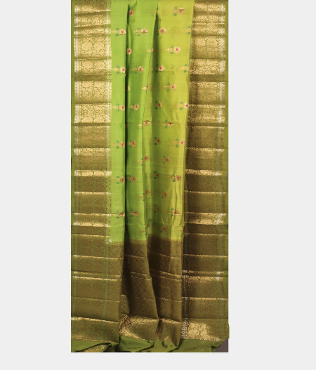 Light Green Green Chaniya Silk Saree T2427082