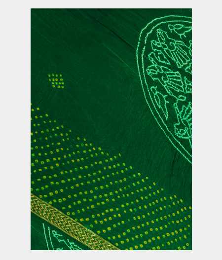 Green Bandhani Gajji Silk Saree T250280-image