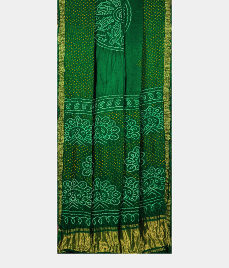 Green Bandhani Gajji Silk Saree T2502802