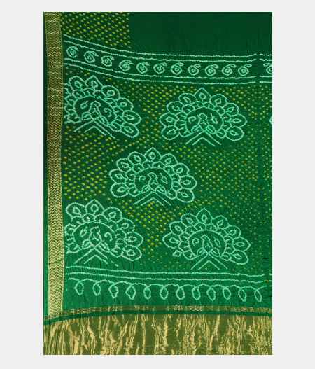 Green Bandhani Gajji Silk Saree T2502804