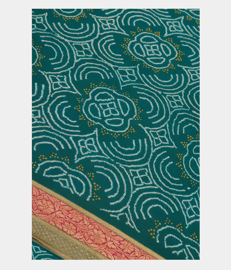 Teal Blue Bandhani Georgette Silk Saree T253867-image