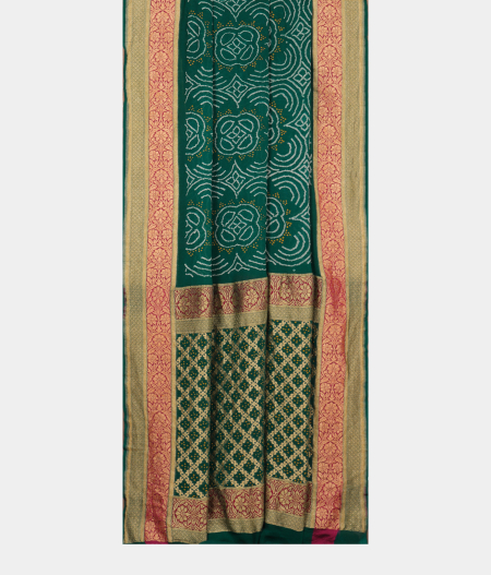 Teal Blue Bandhani Georgette Silk Saree T2538672