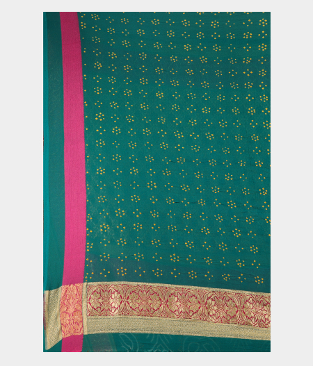 Teal Blue Bandhani Georgette Silk Saree T2538673