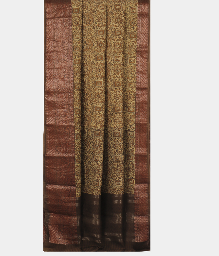 Olive Green Soft Printed Cotton Saree T2549012