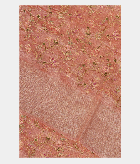 Light Pink Linen Embroidery Saree T249032-image