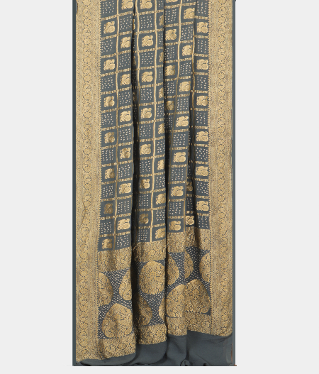 Greyish Blue Bandhani Georgette Silk Saree T2518232