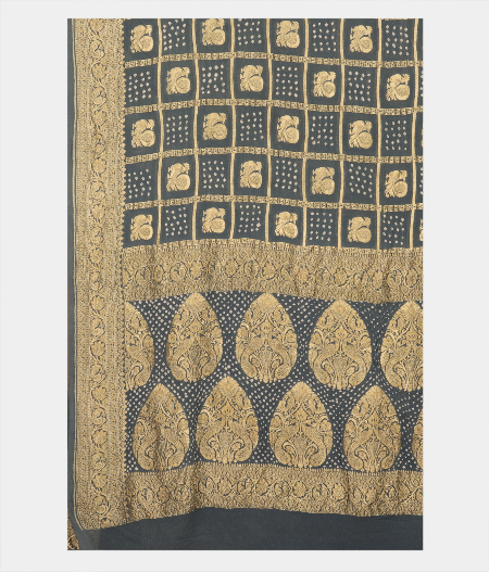 Greyish Blue Bandhani Georgette Silk Saree T2518234