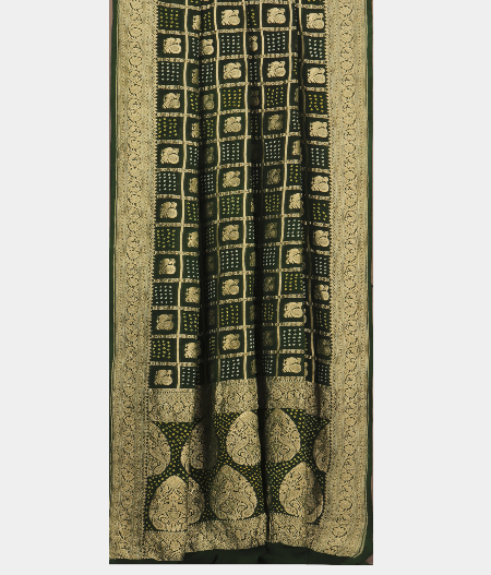 Bottle Green Bandhani Georgette Silk Saree T2518212
