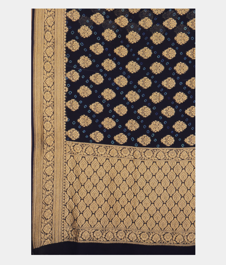 Blue Banaras Georgette Silk Saree T1620454