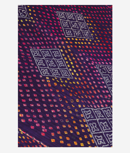 Dark Violet Bandhani Gajji Silk Saree T253871-image