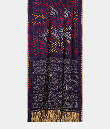 Dark Violet Bandhani Gajji Silk Saree T2538712