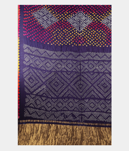 Dark Violet Bandhani Gajji Silk Saree T2538714