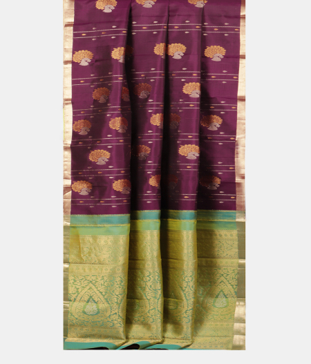 Wine Purple Handwoven Kanjivaram Silk Saree T1766142