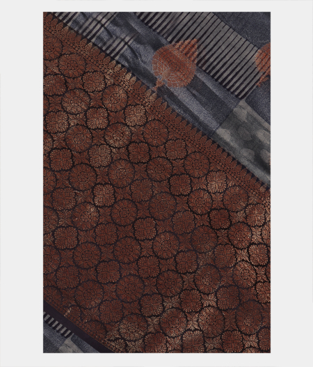 Bluish Grey Soft Printed Cotton Saree T254932-image