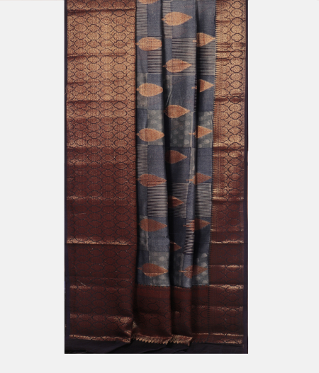 Bluish Grey Soft Printed Cotton Saree T2549322