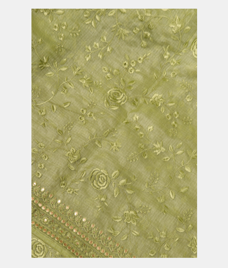 Light Green Silk Kota Embroidery Saree T244258-image
