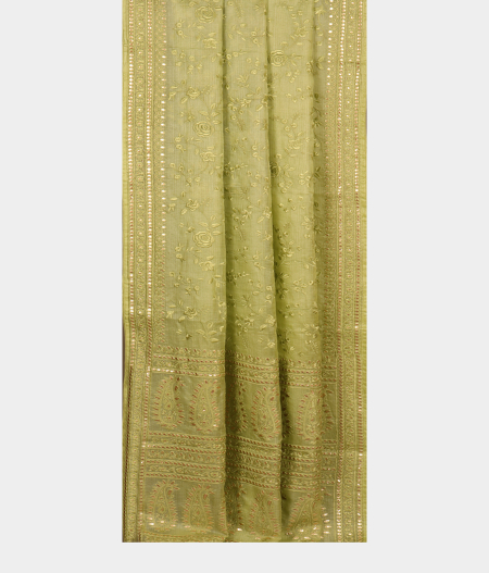 Light Green Silk Kota Embroidery Saree T2442582