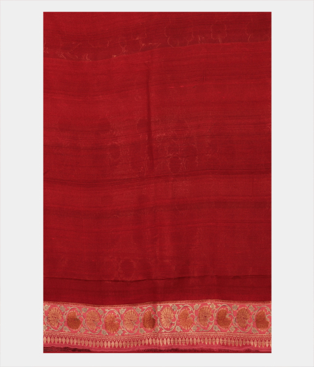 Dark Salmon Pink Tussar Georgette Silk Saree T2559693