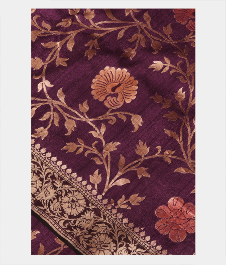 Purple Tussar Georgette Silk Saree T255972-image