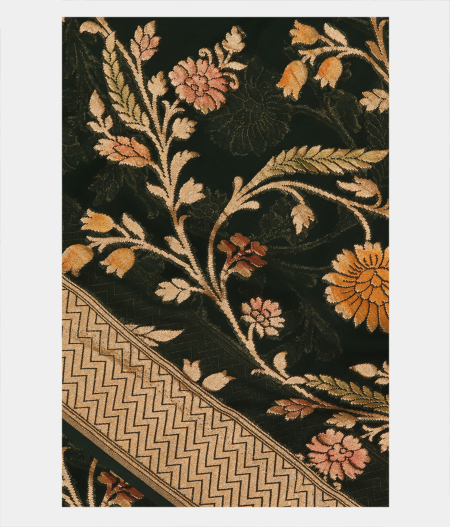 Dark Green Banaras Georgette Silk Saree T255600-image