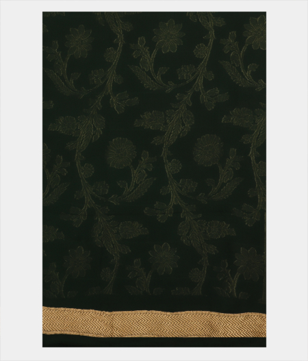 Dark Green Banaras Georgette Silk Saree T2556003