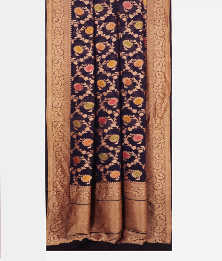 Blue Banaras Georgette Silk Saree T2556012