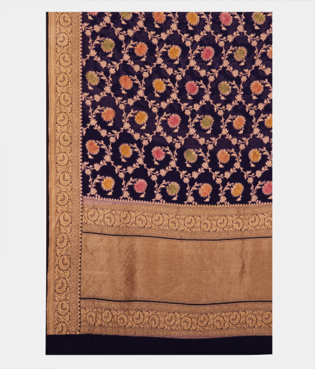 Blue Banaras Georgette Silk Saree T2556014