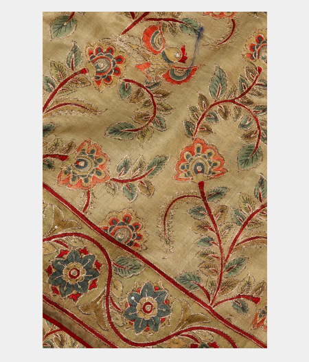 Greenish Grey Tussar Embroidery Saree T227637-image