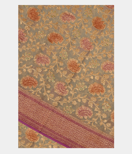 Grey Banaras Georgette Silk Saree T255608-image