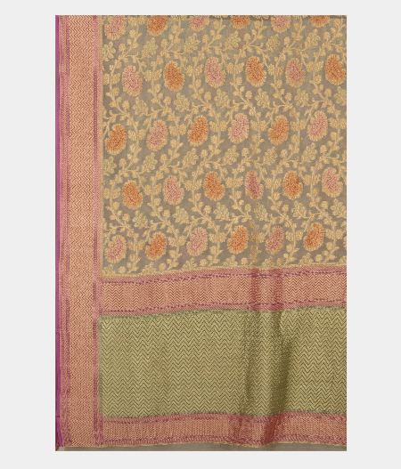 Grey Banaras Georgette Silk Saree T2556084