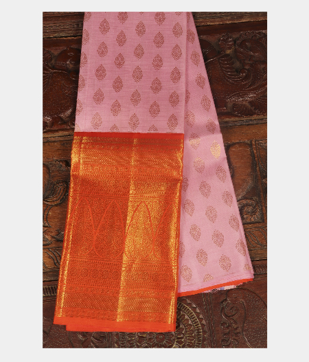 Pink Handwoven Kanjivaram Silk Pavadai T257664-image