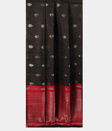 Black Woven Raw Silk Saree T2568882