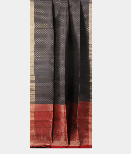 Bluish Grey Woven Raw Silk Saree T2569012