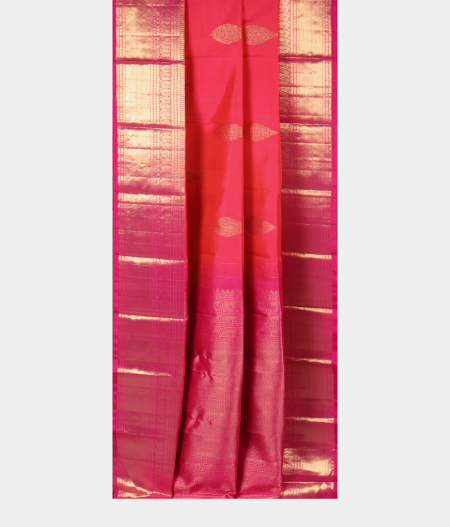 Pinkish Orange Handwoven Kanjivaram Silk Saree T2569232