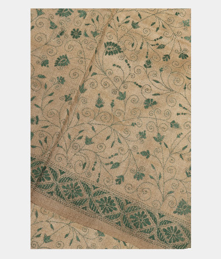 Beige Tussar Embroidery Saree T257330-image