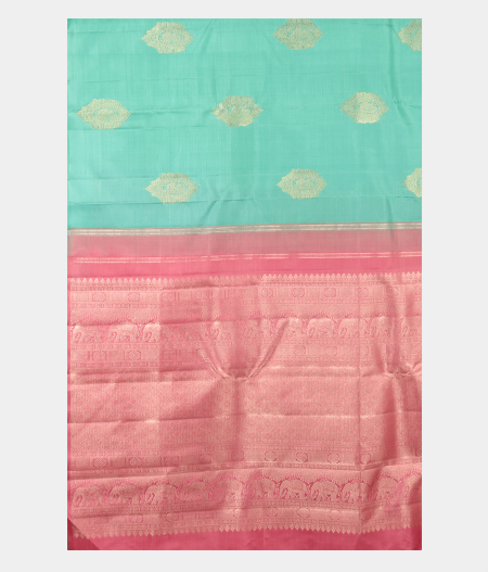 Sky Blue Handwoven Kanjivaram Silk Saree T2577654