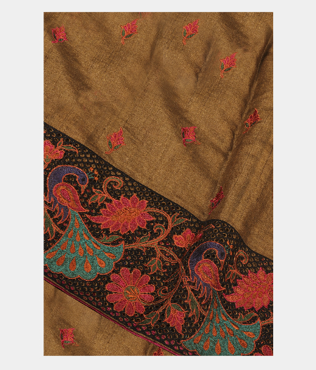 Light Brown Tussar Cut Work Saree T246069-image