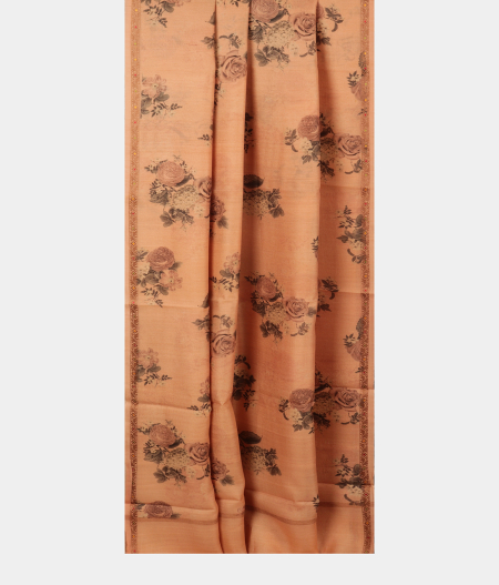 Light Peach Tussar Printed Saree T2197242