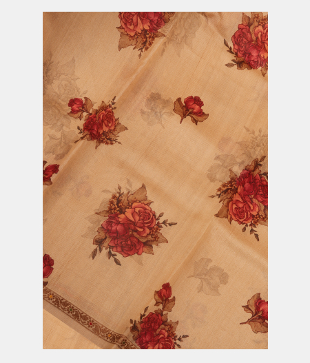 Beige Tussar Printed Saree T219729-image