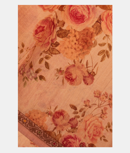 Peach Tussar Printed Saree T203784-image