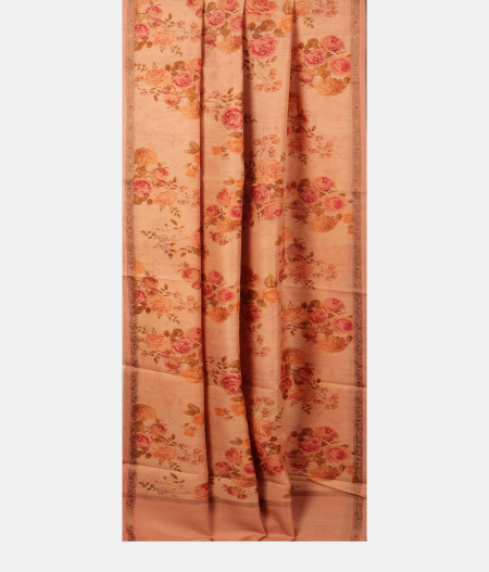 Peach Tussar Printed Saree T2037842