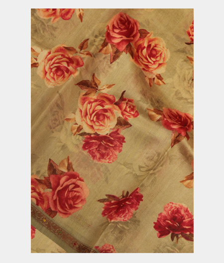 Green Tussar Printed Saree T219738-image