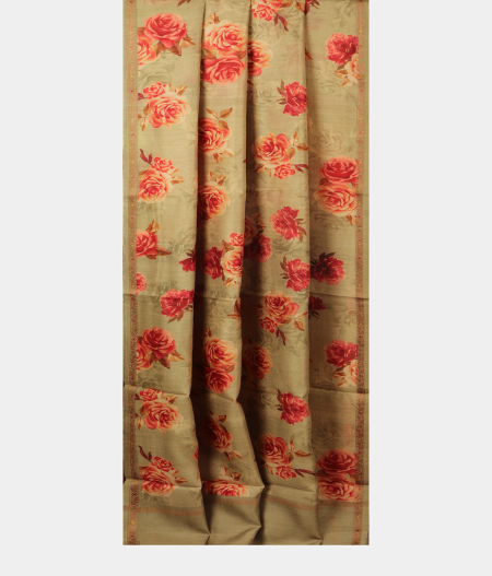 Green Tussar Printed Saree T2197382
