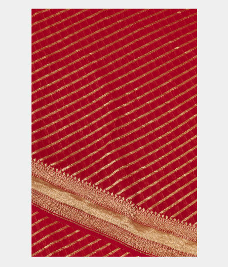 Red Banaras Georgette Silk Saree  T235604-image