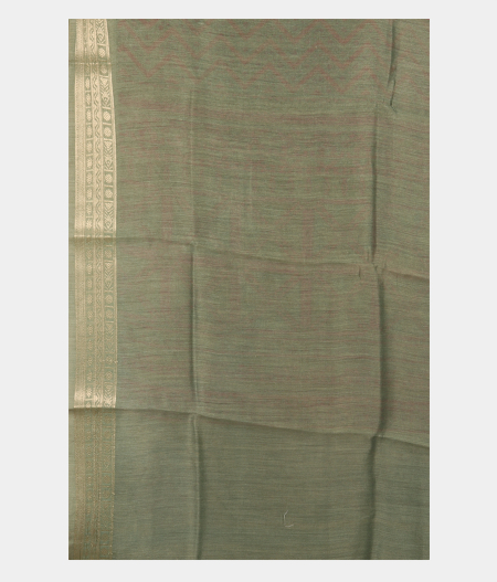 Greenish Grey Soft Tussar Printed Saree T2578133